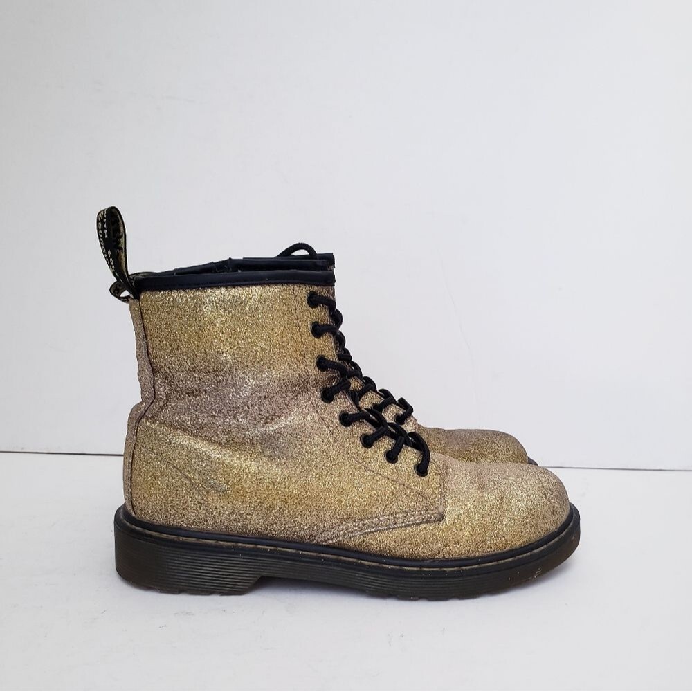Dr Martens Womens Gold Glitter Lace Up Boots Size 5